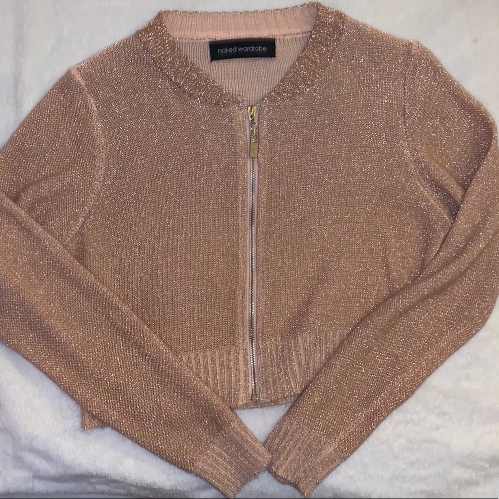 ✨Luxury Stunning Rose-Gold metallic sweater jacket - Picture 4 of 7